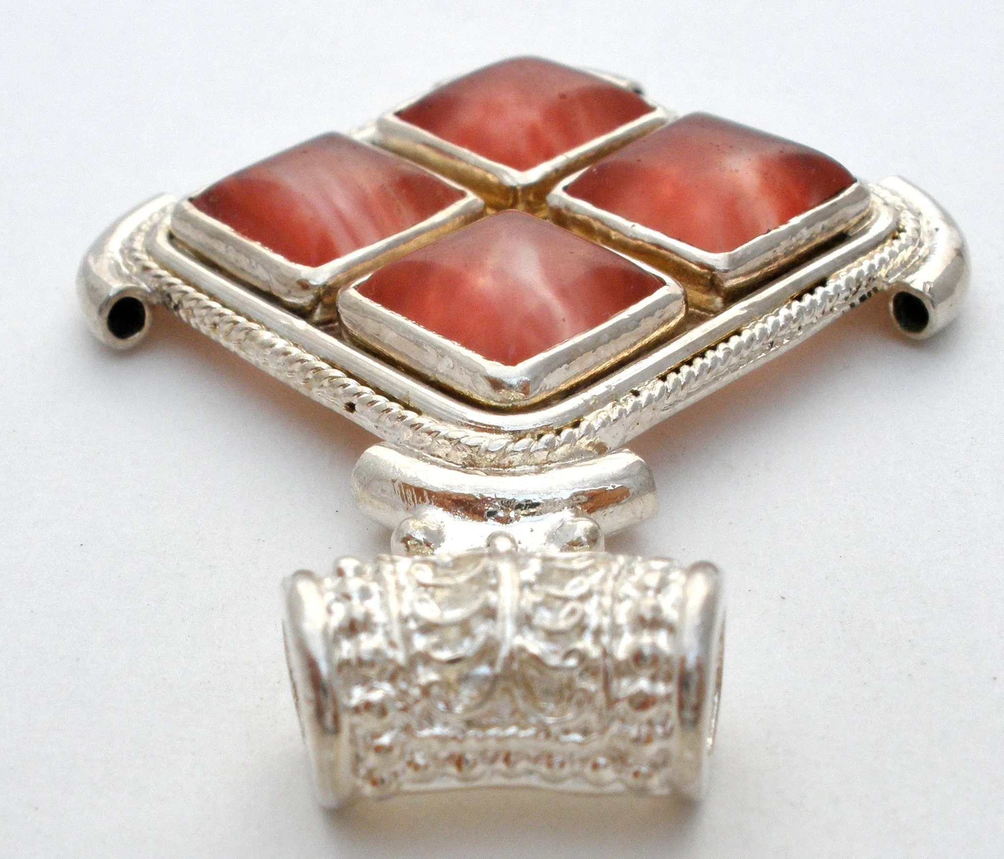 Sterling Silver Pendant with Pink Art Glass