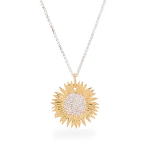 Sunflower Large Gold Vermeil Silver Necklace