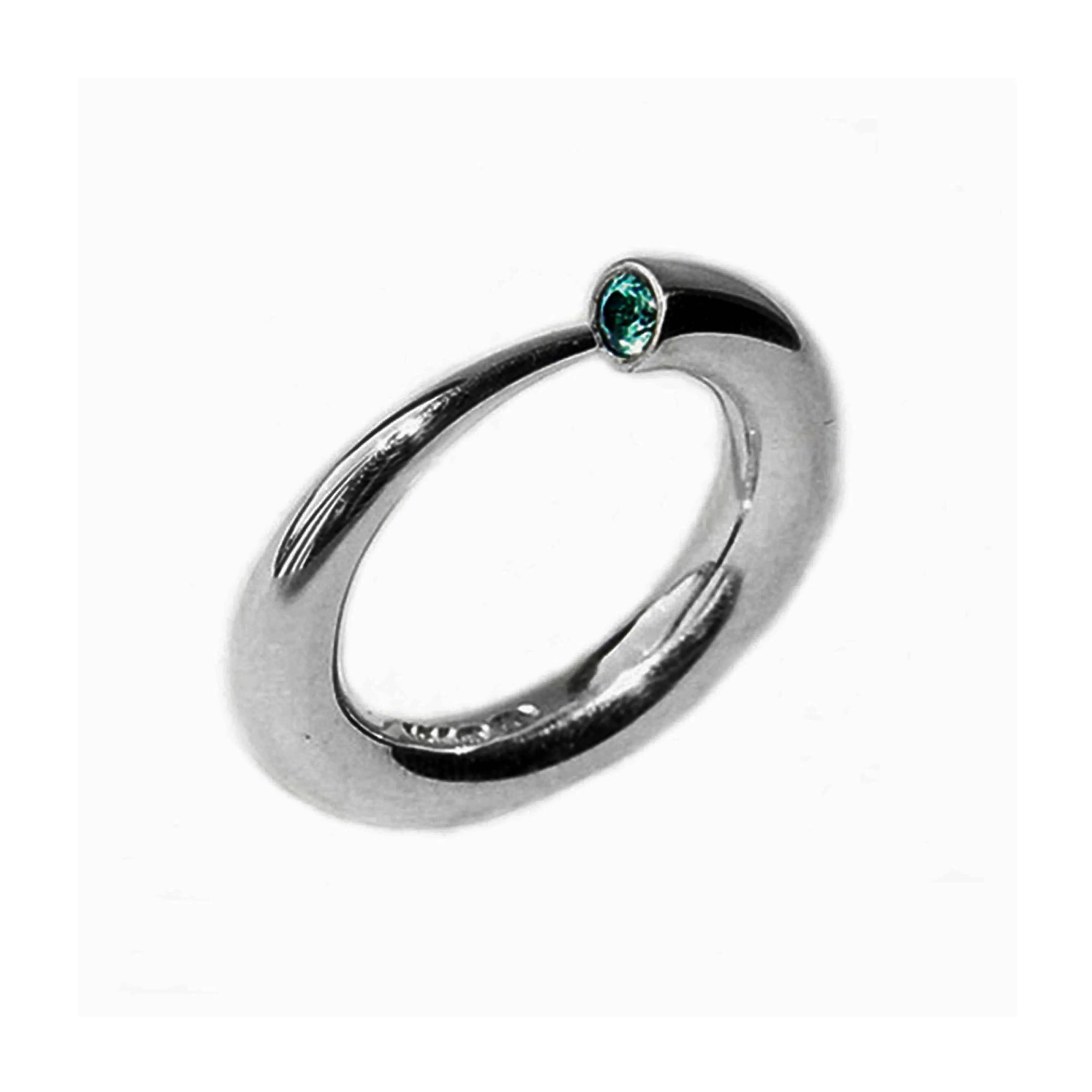 Tapering Silver Wiggly Ring with Blue Topaz