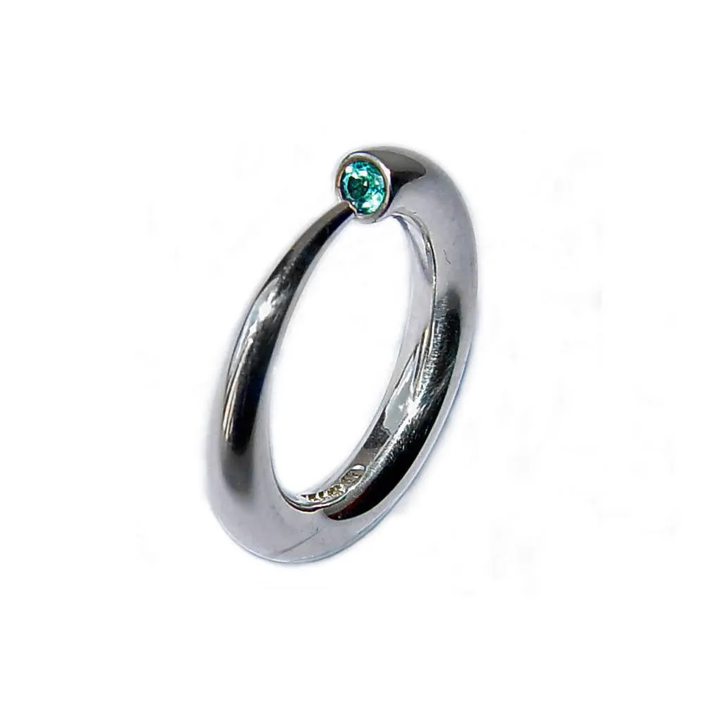 Tapering Silver Wiggly Ring with Blue Topaz