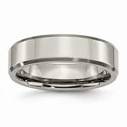 Titanium Beveled Edge 6mm Brushed and Polished Wedding Band Ring