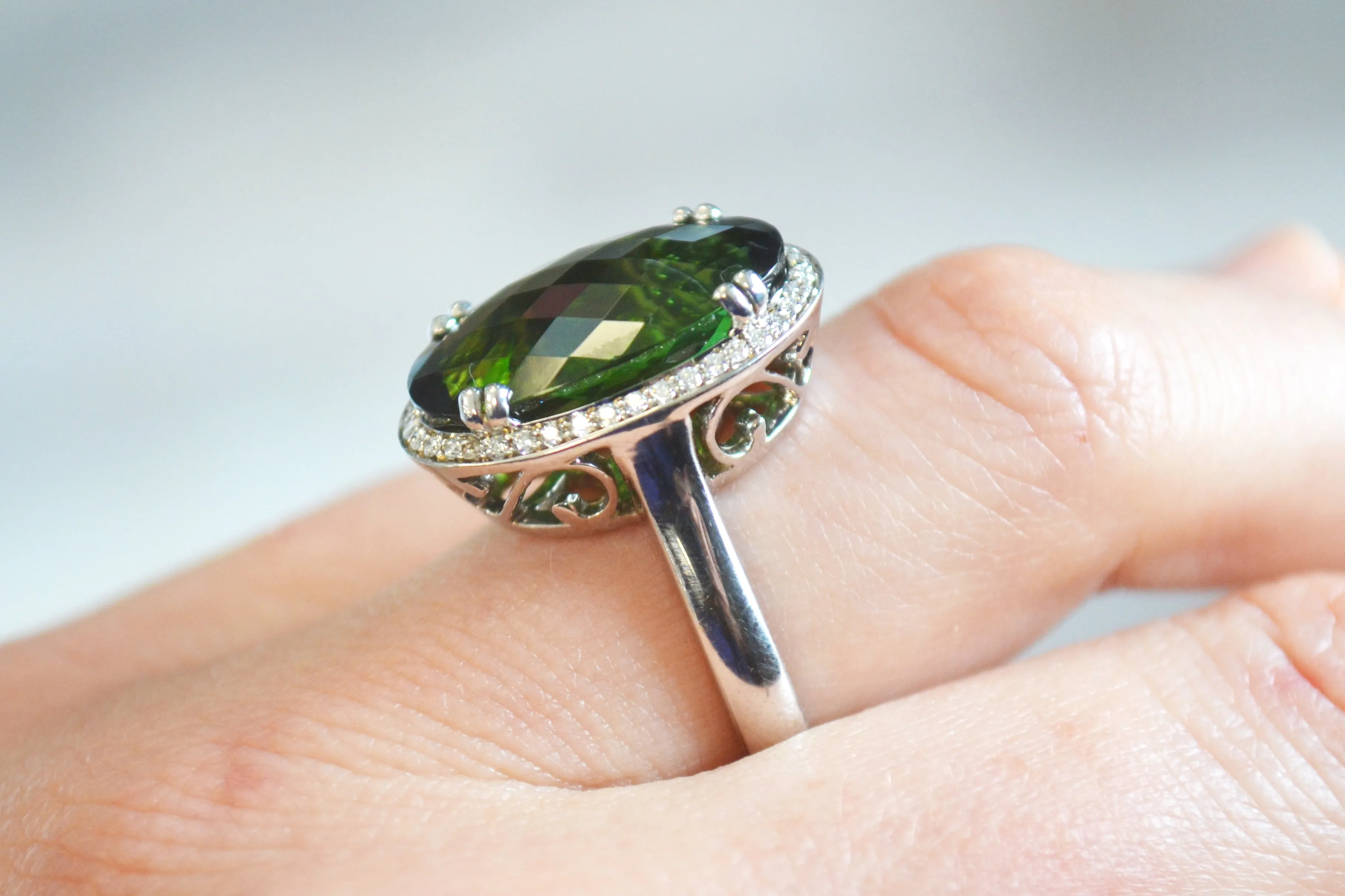 Tourmaline and Diamond Ring