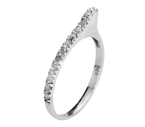 Unique Handmade Stackable Ring 925 Sterling Silver White Cubic Zirconia Stone Minimalist Ring