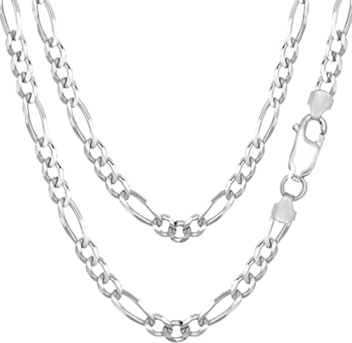 Unisex 5mm Figaro Chain Necklace | Italian 925 Sterling Silver Chain for Men & Women