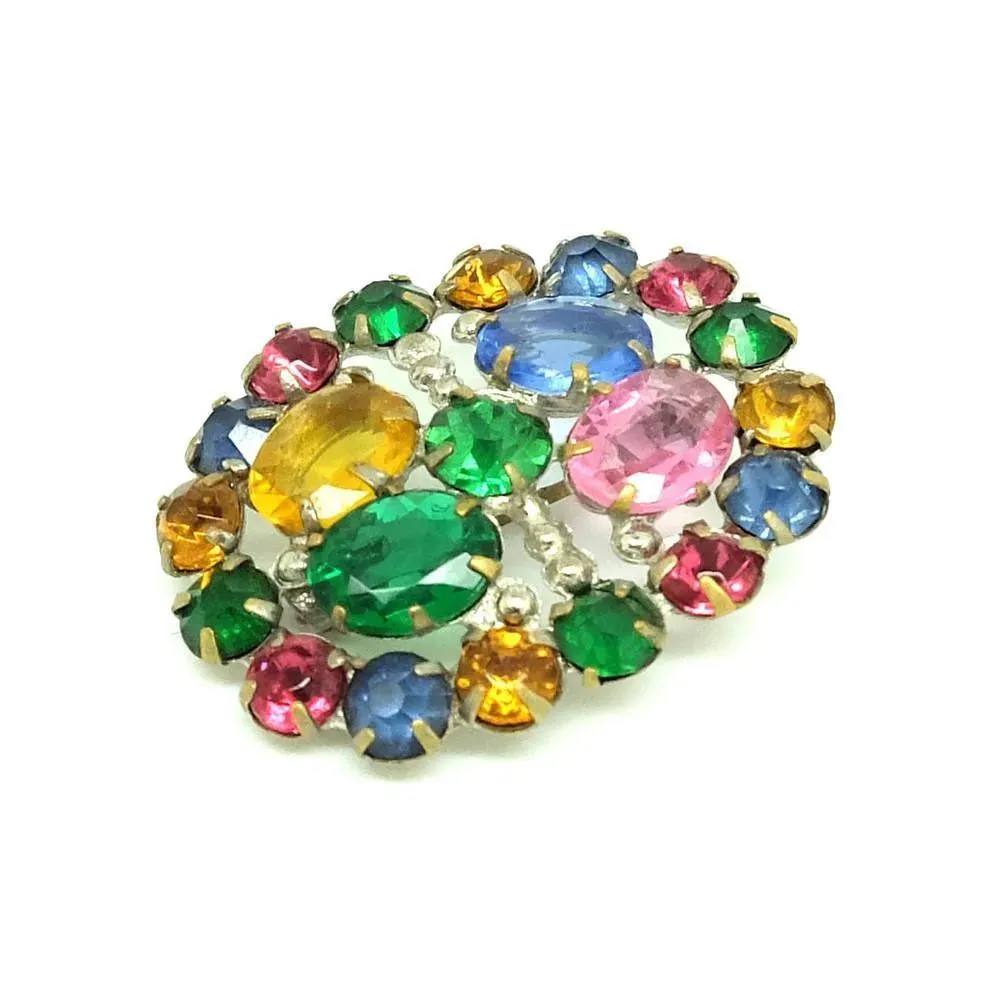 Vintage 1930's Art Deco Czech Coloured Glass Brooch