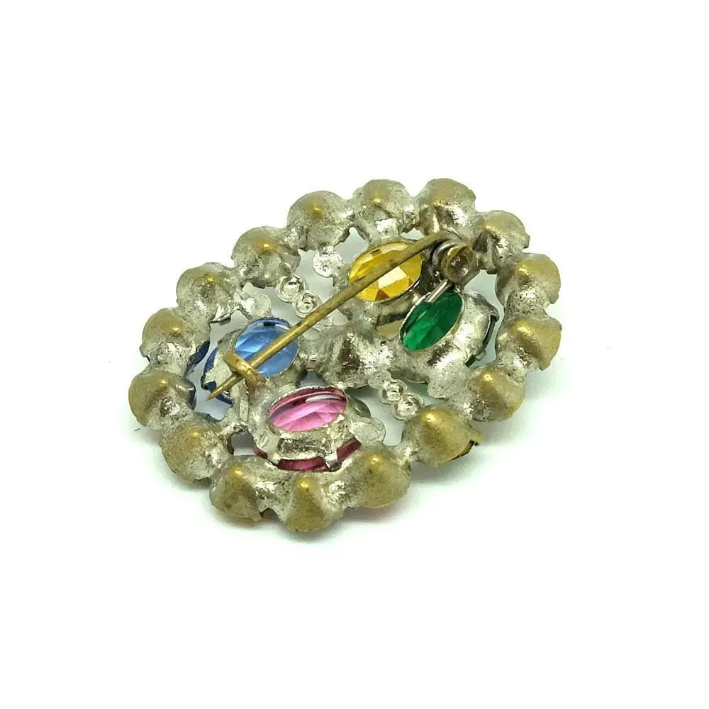 Vintage 1930's Art Deco Czech Coloured Glass Brooch