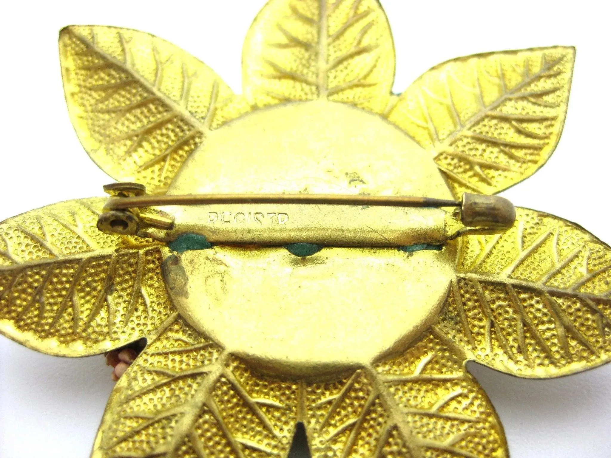 Vintage 1930s Gold Flower Brooch