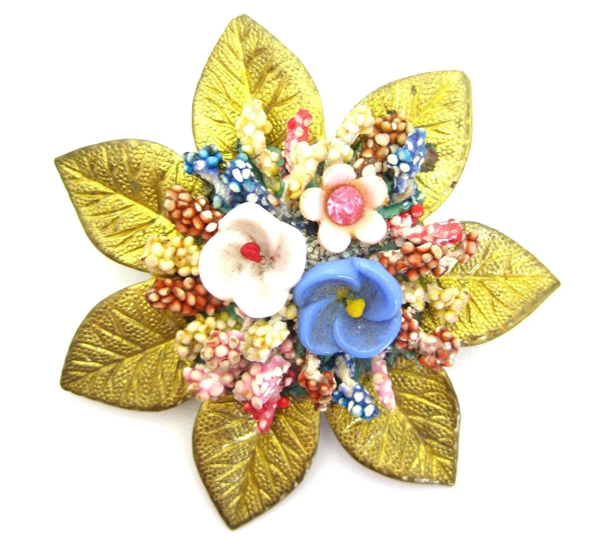 Vintage 1930s Gold Flower Brooch