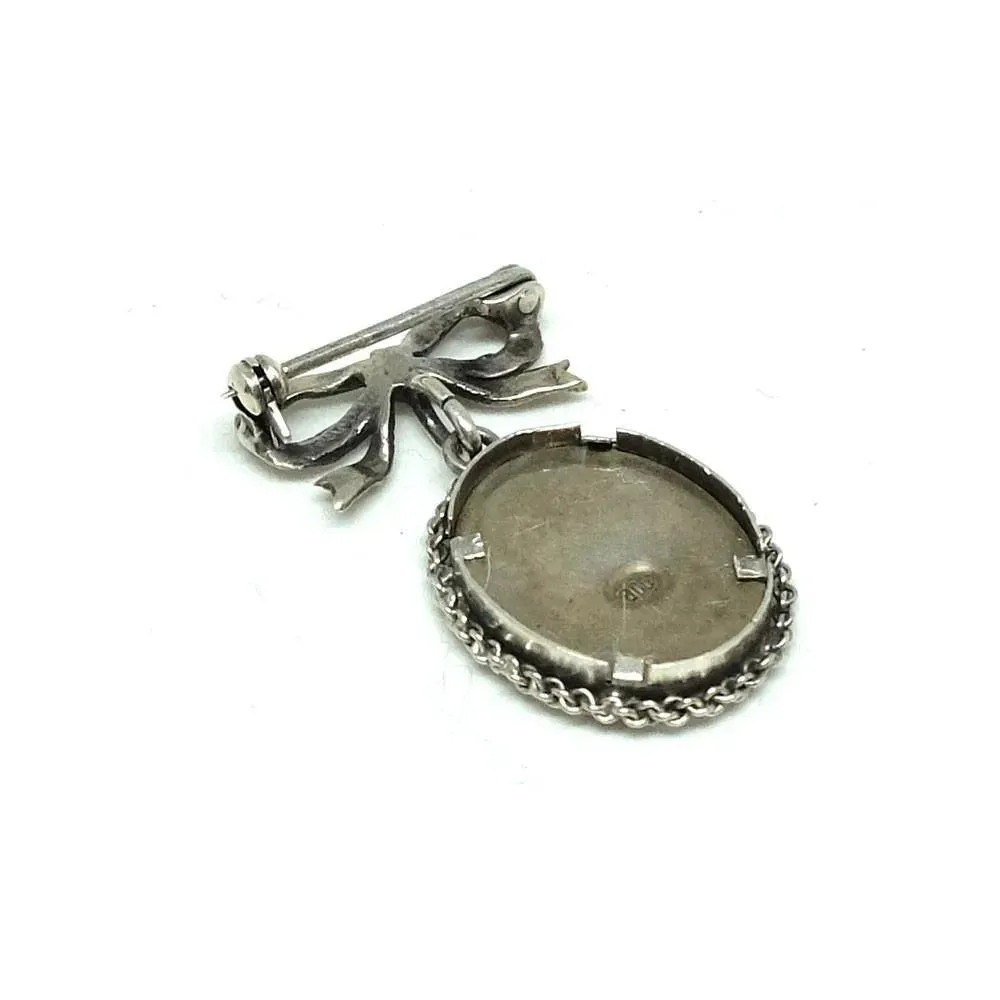 Vintage 1940s Silver Box & Picture Frame Locket Brooch