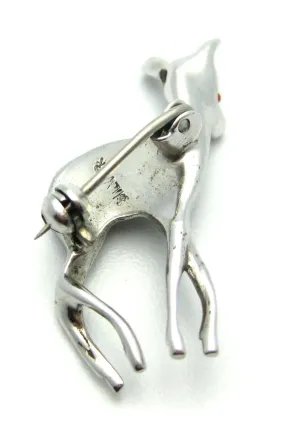 Vintage 1950s Silver Marcasite Bambi Brooch