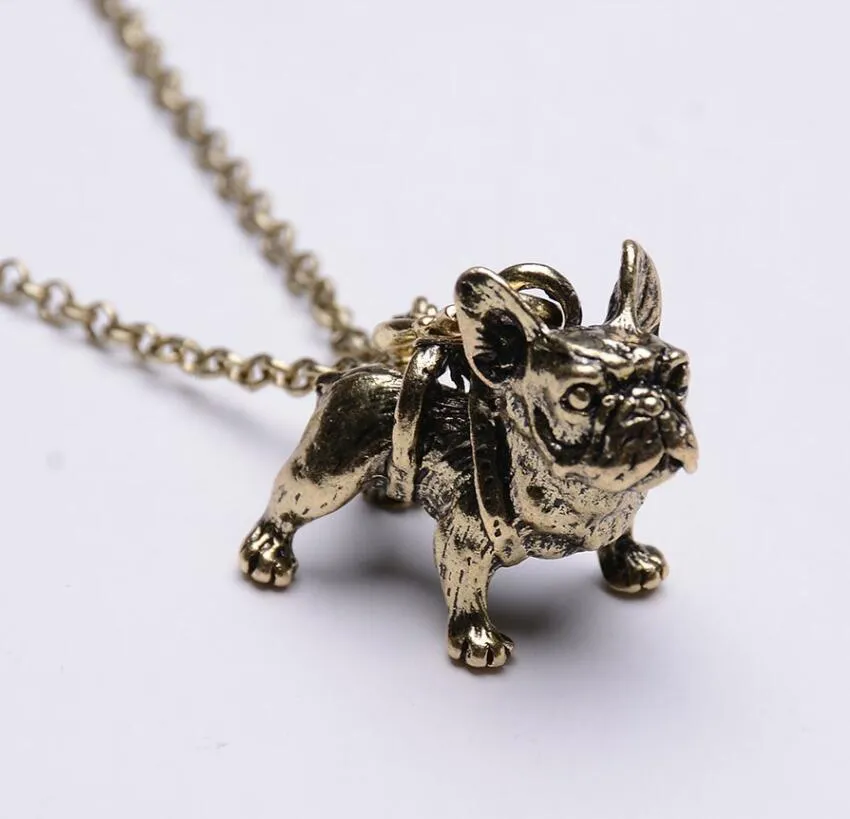 Vintage French Bulldog Pendant Necklace