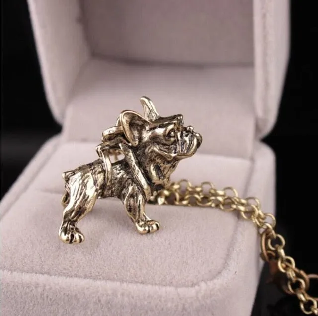 Vintage French Bulldog Pendant Necklace