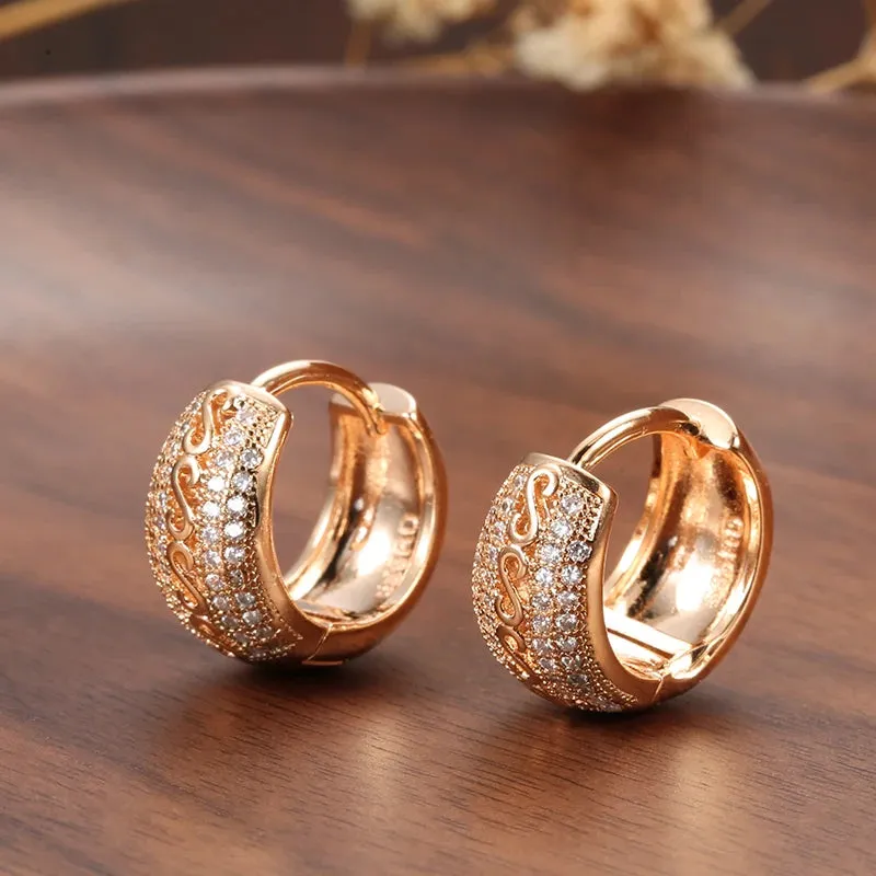 Zircon Hollow Pattern Dangle Earrings For Women Ethnic Bride Wedding Fine Earrings