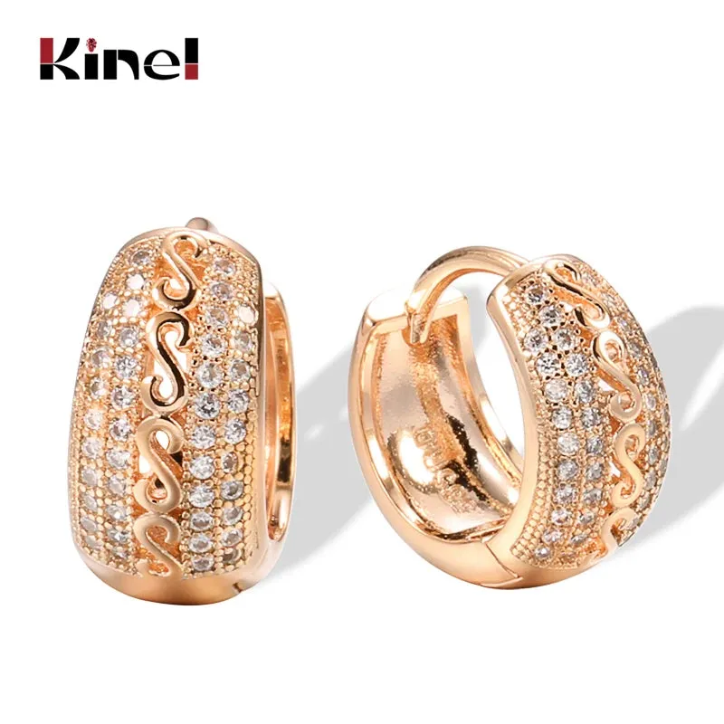 Zircon Hollow Pattern Dangle Earrings For Women Ethnic Bride Wedding Fine Earrings